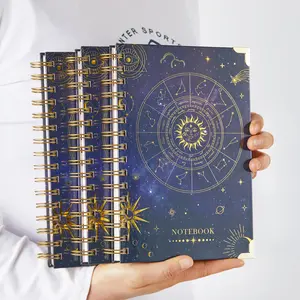 3 Pack Spiral Journal Notebook, Hardcover Aesthetic Journal For Women, A5 Lined Dotted Graph Paper Journal, Astrology Cover, Gifts For Women Girls, 240 Pages 100GSM Thick Paper, 5.8 X 8.4 In