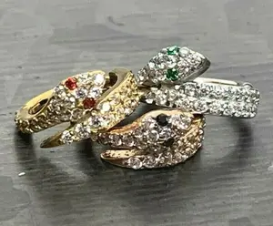 1 Piece of Dazzling CZ Gem Coiled Snake Steel Hinged Segment Ring - 16g, 8mm internal diameter