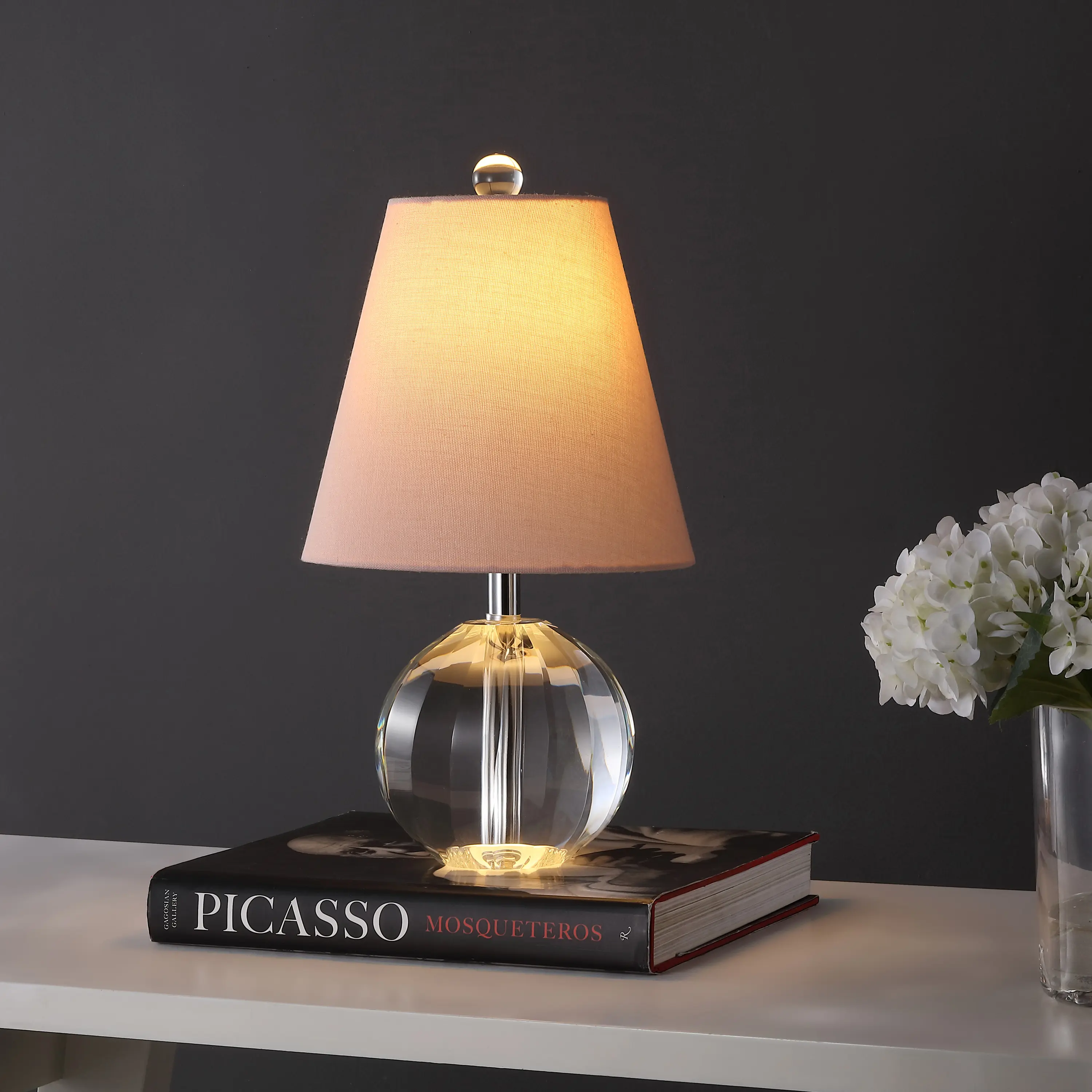 JONATHAN Y Goddard Crystal Ball-Metal LED Table Lamp - Energy-Saver Indoor Accent Light Lamp with Bases & Shades, for Bedroom, Living Room, Led Desk Lamp