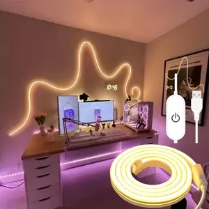 Light up your home with 5V USB neon LED strip at 1M/3.28ft/2M/6.56ft - perfect for Christmas, birthdays, etc., with switch touch control, suitable for DIY decoration of flexible neon signs, Valentine's Day, music festivals, etc
