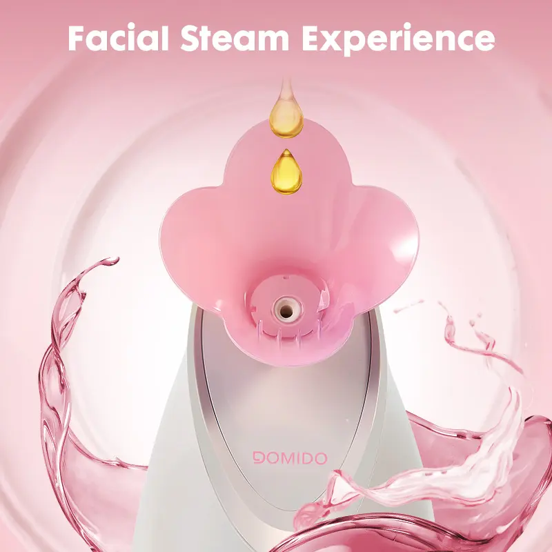 Domido Ionic Facial Steamer, a home must-have. Does face sauna, moisturizes, unclogs pores. Adjustable, great for skin care. Gift Kit Nozzle Plastic Relaxing Sensitive