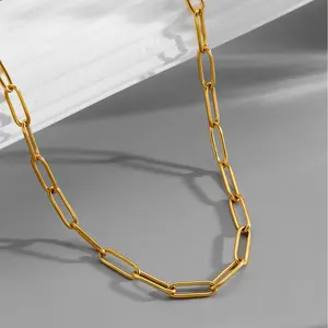 18K Gold Plated Paperclip Chain Necklace | Tarnish Free - Perfect for Old Money Style & Daily Layering