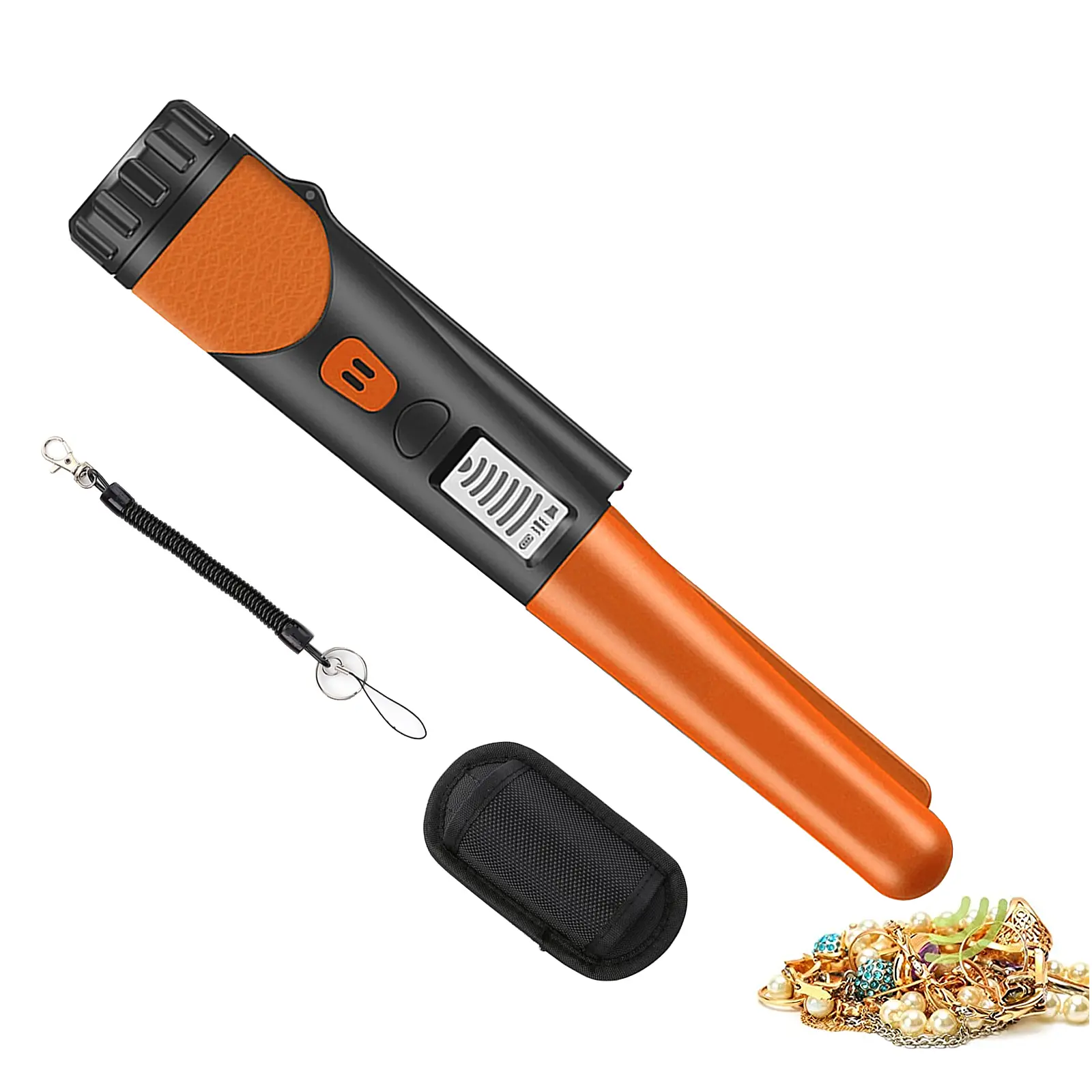 Unisex Waterproof Handheld Metal Detector Pinpointer, 24cm Treasure Finder Probe for Adults & Children - High Sensitivity 360° Detection, 2 Alert Modes, Easy to Use - Ideal for Soil/Sand/Lawn, 1 x Retractable Hanging Wire, 1 X Hand Held Metal Detector