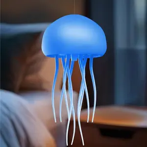 Smart Voice Control Jellyfish Lamp with Auto Rotating Tentacles, RGB Gradient Color Changing Bedside Ambient Light, Indoor Decorative Light, Hanging or Desktop LED Decor, Ambient Vibe Lights