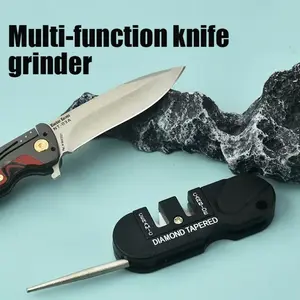 4-In-1 Portable Knife Sharpener Set, Rectangular & Circular Sharpeners, Multi-Material Composite Heads, Outdoor & Home Use