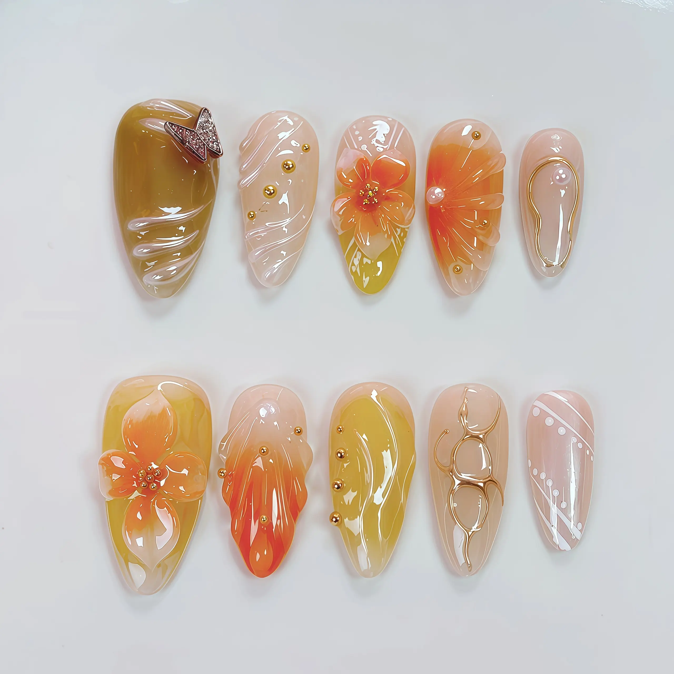 JC Handmade Press-On NailsAlmond | acrylic press-on| fake nails | high quality 10 pcs|reusable nails|nail art|nail charm | Salon-Quality, Long-Lastinghigh qualityHoliday Nail Art for Everyday Wear or Gift