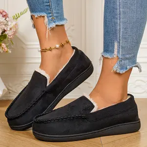 Women's Cozy Fuzzy Slippers Suede Winter Warm Indoor Outdoor Shoes