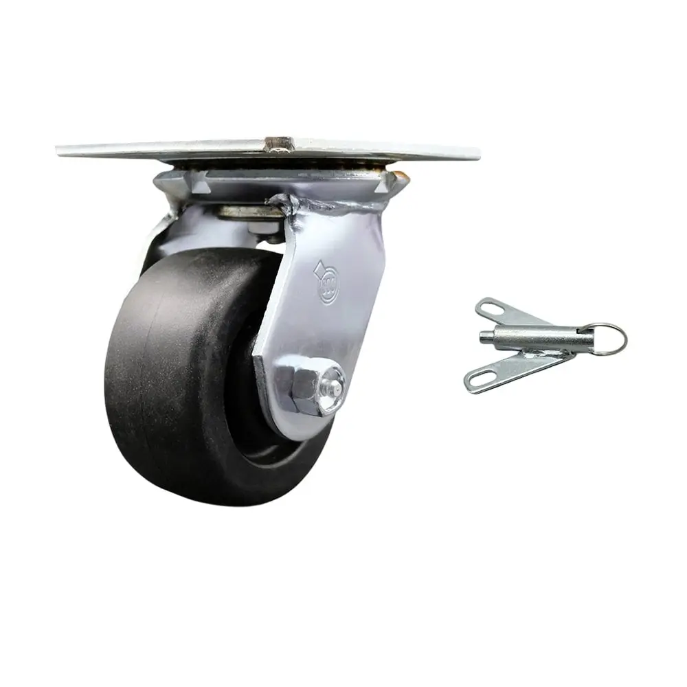Service Caster SCC-35S420-POR-BSL Heavy Duty Large Top Plate Polyolefin Swivel Caster with 4 x 2 in. Black Wheel & Bolt on Swivel Lock - 500 lbs Capacity per Caster