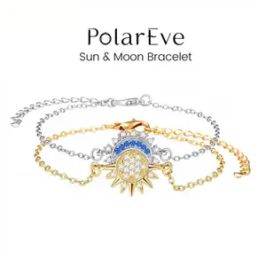 PolarEve Sun and Moon Bracelet Set for Women and Men Stackable Trendy Fashion Jewelry Daily Wear Parties Couple Matching Friendship Bracelets