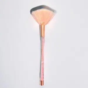 Flamingo Pink Rhinestone Fan Brush
