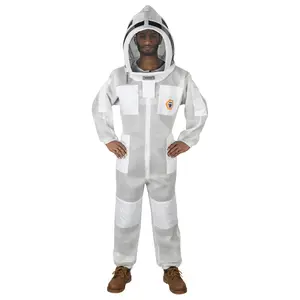 Bee Proof BP-411 Beekeeping Full Suit with Fencing Hat, Breathable Mesh, Sting Protection - Ultra Light Air Mesh (X-Large, White)