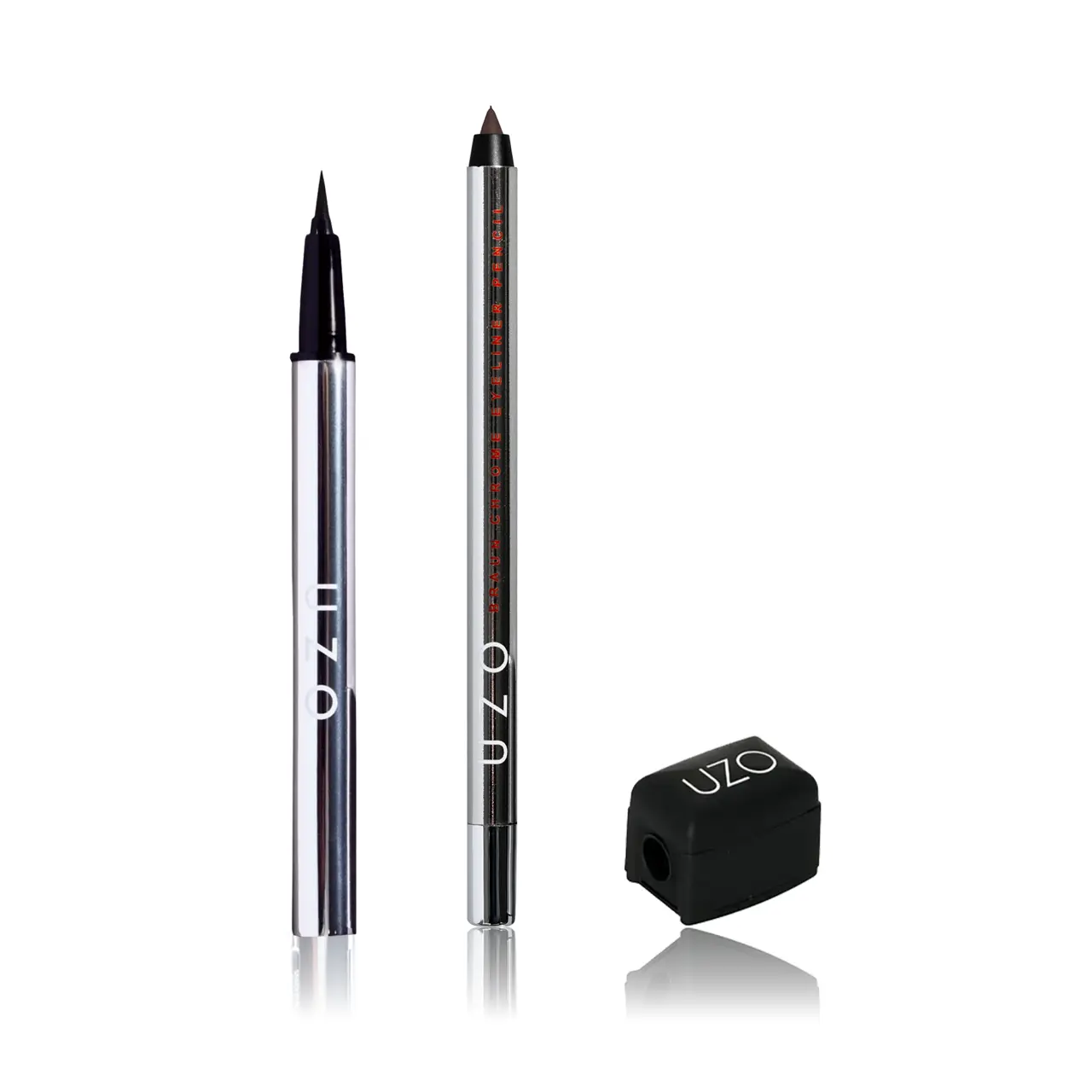 UZO Chicago Essentials Bundle: Blaque Liquide Eyeliner + Braun Chrome Eyeliner Pencil + Sharpener