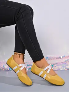 Women's Split-Toe Ballet Flats, Crisscross Strap Mary Jane Shoes, Casual Soft Sole Slip-Ons, Available in //