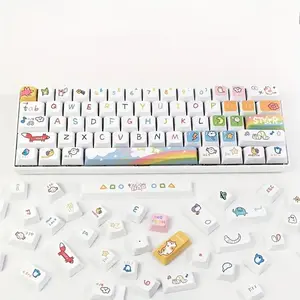 127 Key Animal Party Theme PBT Keycaps, XDA Profile Keycaps, Heat-sublimation Process Keycaps, Keyboard Accessory for 61/87/96/98/104/108 Key Layouts