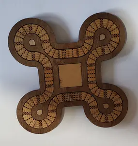 Travel Sized 4 Lane Cribbage Board - Castle Top