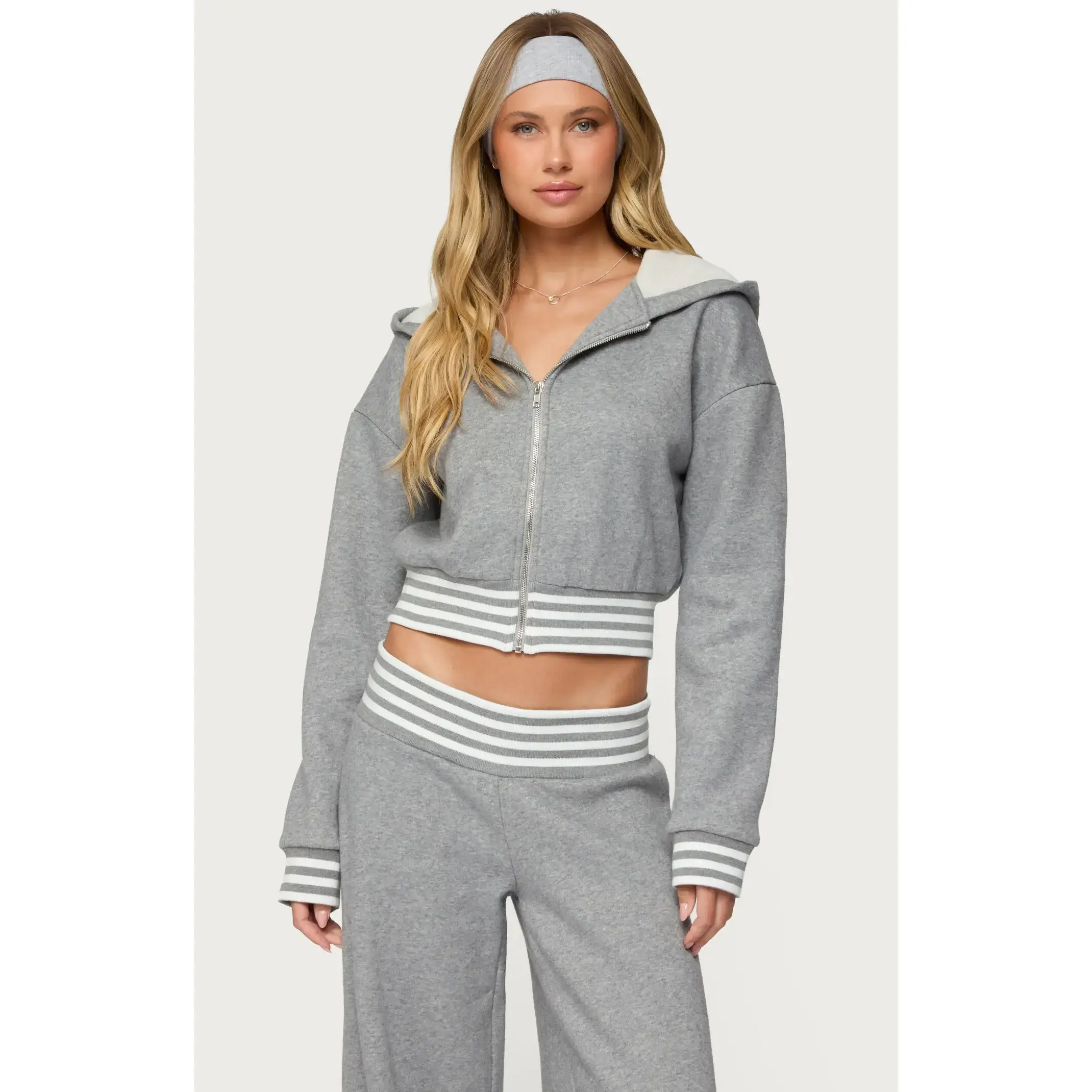 Edikted Women's Eloura Stripey Zip Up Hoodie