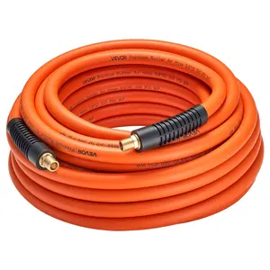 VEVOR Air Hose, 3/8'' x 50FT Rubber Air Compressor Hose, 300 PSI Kink-Resistant Pneumatic Hoses with 1/4-inch Solid MNPT Bras Fittings, Three-Layer Construction, All-Weather Flexibility, 300 Psi Max, All-Season