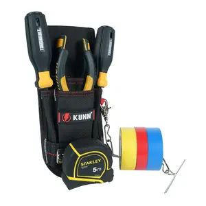 KUNN Small Tool Pouch with Belt Clip, Utility Tool Organizer with Tape Measure Holder, Electrician Tool Pouch for Belt