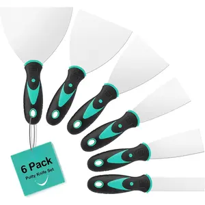 6 Pack Putty , 1" 1.5" 2" 3" 4" 5" Spackle ,  Stainless Steel  Scraper,  Tools for Repairing Drywall, Removing Wallpaper, Applying Mud or Plaster