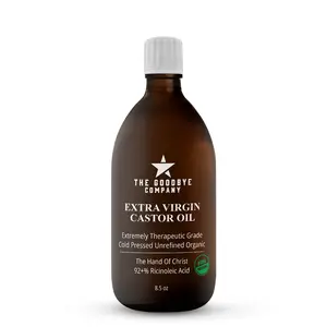 The Goodbye Company Extra Virgin Organic Castor Oil 4.24–16.9oz, 100% Pure Cold-Pressed Unrefined Multi-Purpose Beauty Oil, USDA Certified for Hair Growth, Eyelash & Eyebrow Enhancement, Skin Nourishment & Anti-Aging – Hydrating, Natural Care