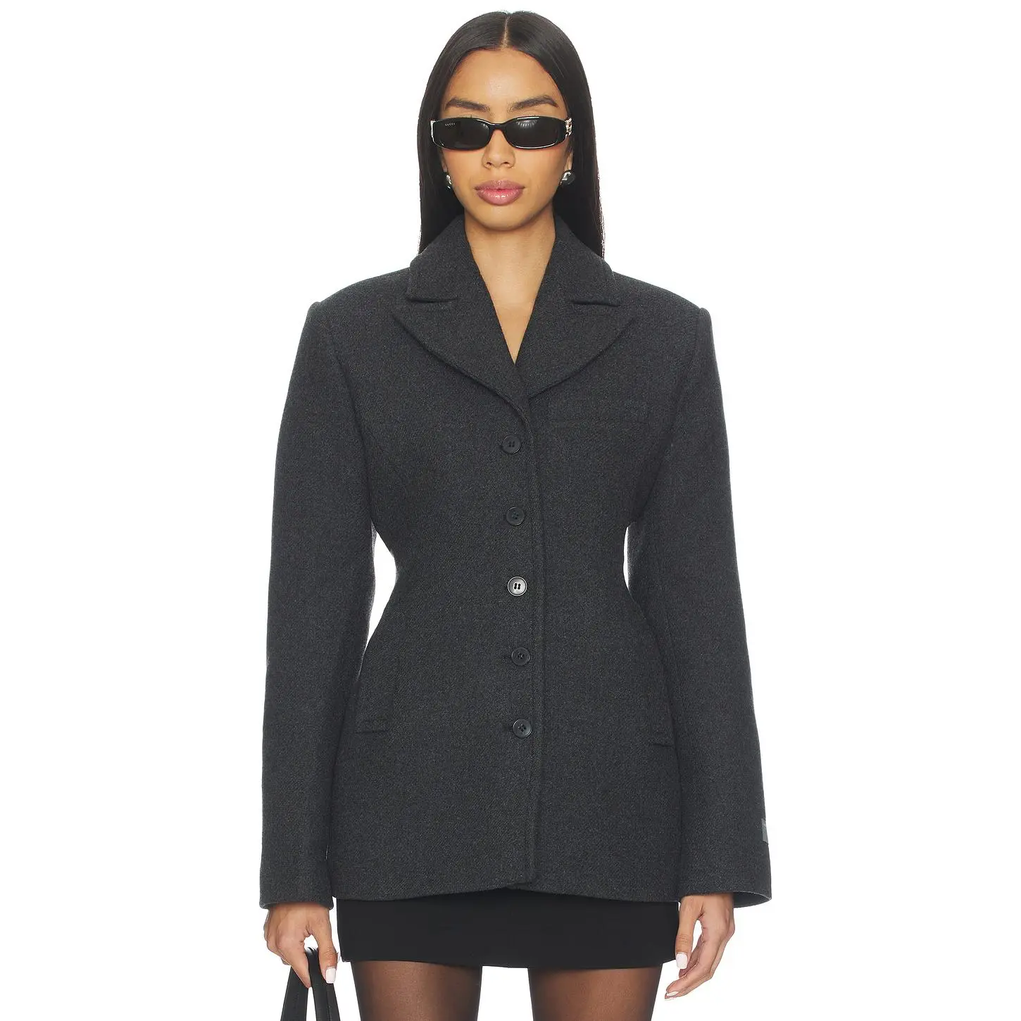 EAVES Oak Manteco Wool Blazer Jacket in Dark Grey
