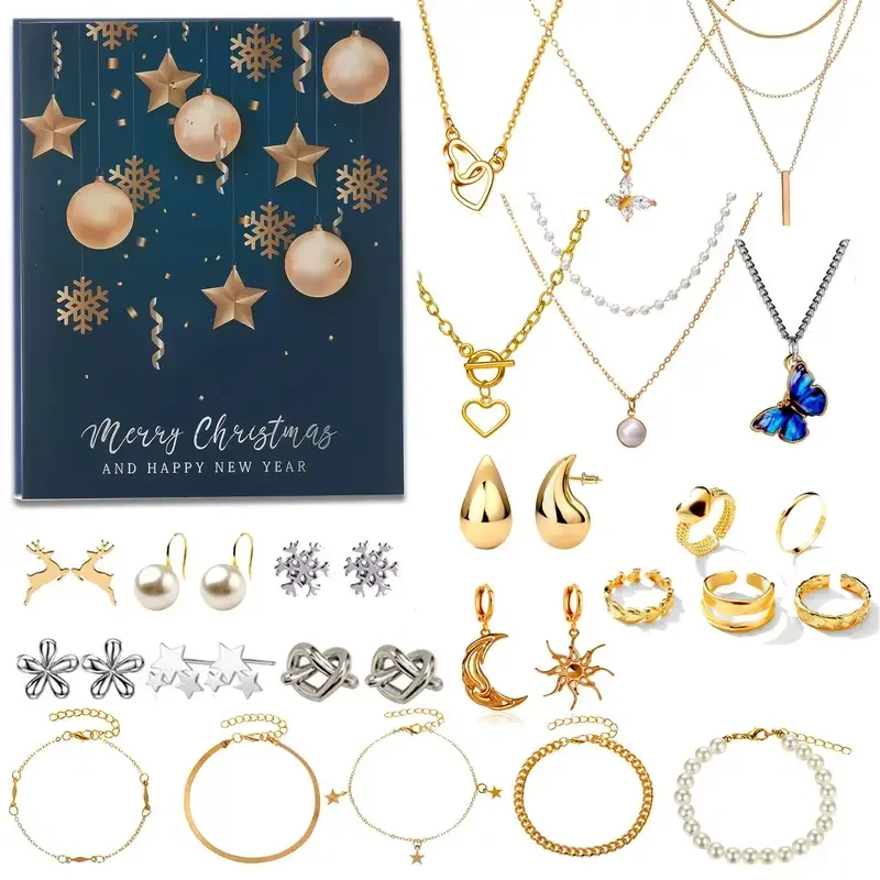 Christmas Countdown Calendar Gift, Holiday Advent Calendar, Christmas Surprise Gift, Party Favors, Thanksgiving Birthday New Year Gifts, Jewelry Set