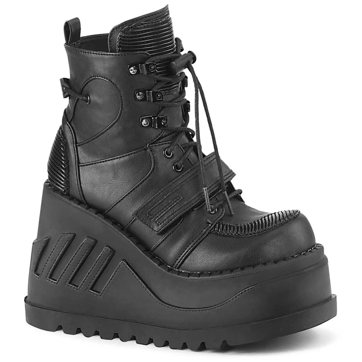 Demonia Stomp-13 Black Vegan Leather Ankle Boots Demonia Stomp-13 Black Vegan Leather Ankle Boots