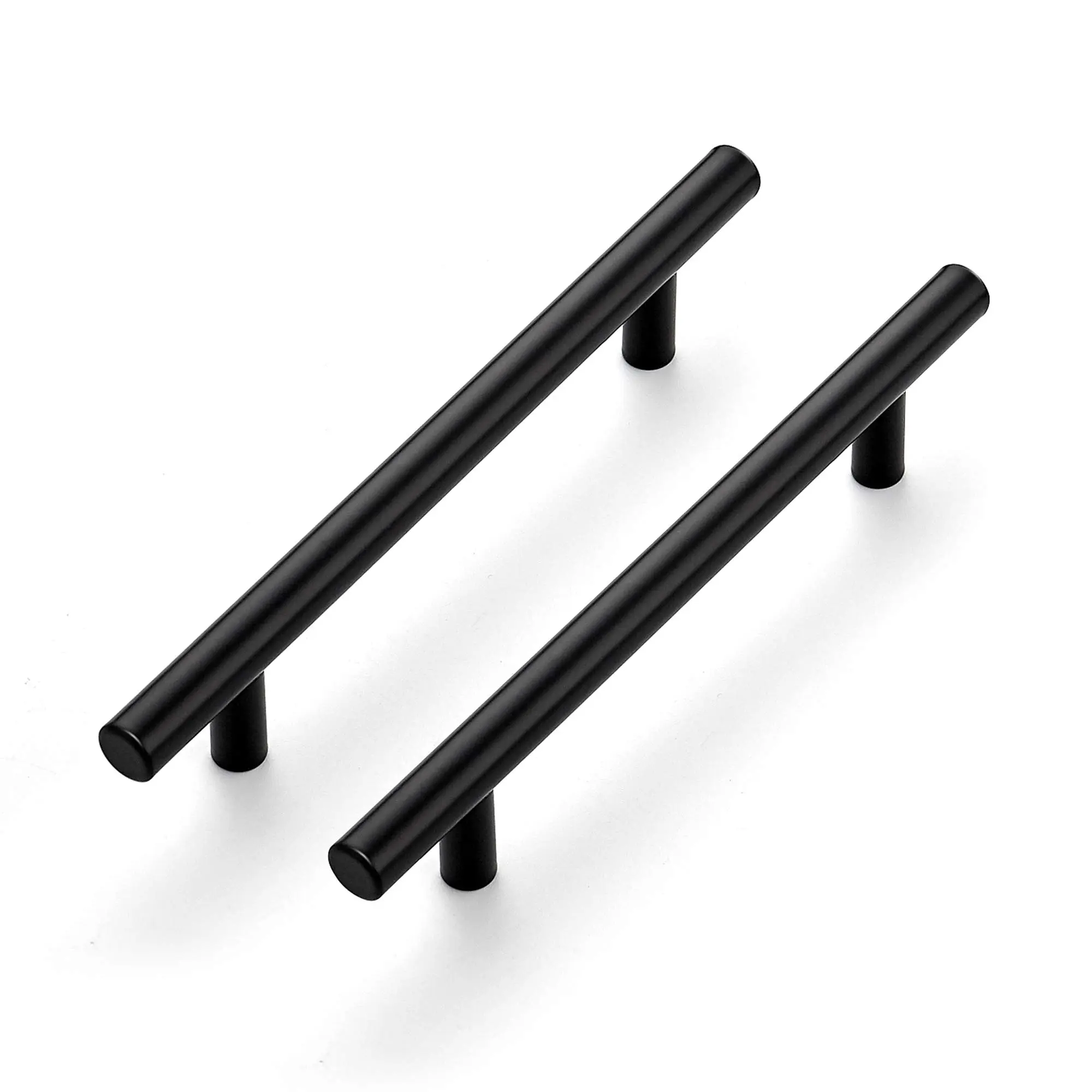 Matte Black Stainless Steel Cabinet Pulls - 7.38in Length, 5in Hole Center, Classic Look, Vintage Style, Durable & Strong Metal Handles for Farmhouse, Transitional Kitchen Cupboards, Transitional Style