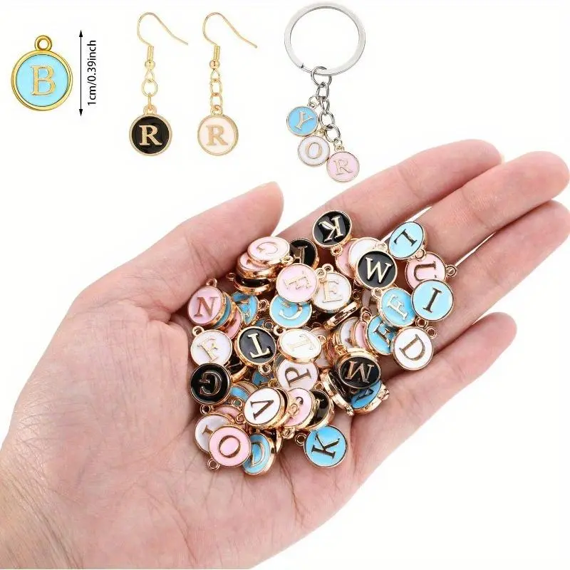 104 Pcs Personalized Initial Letter Charms Set,Round Alphabet Pendants for Custom DIY Friendship Bracelets Earrings Necklace,Name Keychain Making Materials,Halloween Christmas Gifts,Hand Tools Kits