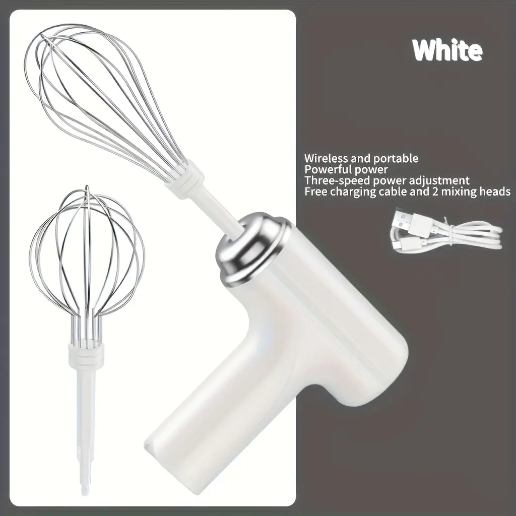 Multifunctional wireless hand mixer, 3 speed modes, with 2 detachable beaters, macaron color beater, small and convenient, stir egg dough, suitable for kitchen, dessert restaurant, kitchen supplies