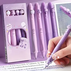 4 Retractable Erasable 0.5mm Pen Set, Writing Pens, Quick-Drying Black and Blue Ink, Smooth Writing, Suitable for Study, Office, Diary, Suitable for Students and Office Use