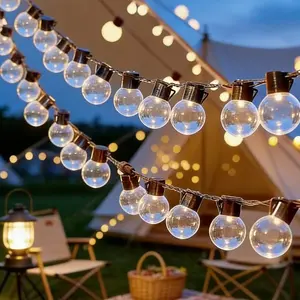 1pc G50 Solar LED Sphere Light, 20/40 Transparent Balls, 8 Lighting Modes, Motion Sensor, Ideal for Home, Railing, Patio, Party