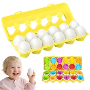 Matching Eggs Color & Shape Recoginition Sorter Puzzle for Toddlers Easter Travel Game Early Learning Educational Fine Motor Skill Montessori Gift