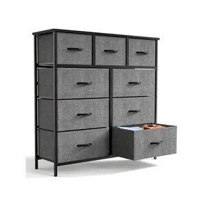 outstanding quality  Sweetcrispy 9 Tall Fabric Clothes Cabinet Storage Organizers and Wood Top Surface Table Chest of Drawers Living Room Hallway Porch Kids Bedroom Dresser Black