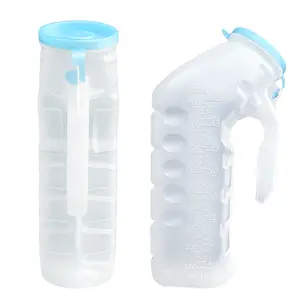MedVance- Urinals for Men 1000ml with Glow in The Dark Spill Proof Pop Cap Lid, Plastic Pee Bottles for Men, Male Urinals, Pee Container Men, Portable Urinal for Car, Elderly & Incontinence (2 Pack)