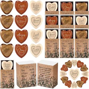 24 Sets Mother's Day Christian Bulk Gifts, Wooden Religious Pocket Hug Heart Token with Bible Verses, God Bless Scripture Party Favors for Church Mom Dad (Multicolor)