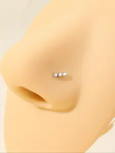 Rhinestone Decorated Nose Ring, Stainless Steel Nose Stud for Women & Girls, Fashion Jewelry for Party, Daily Clothing Decor, Trendy All-match & Exquisite Jewelry for Birthday Gift