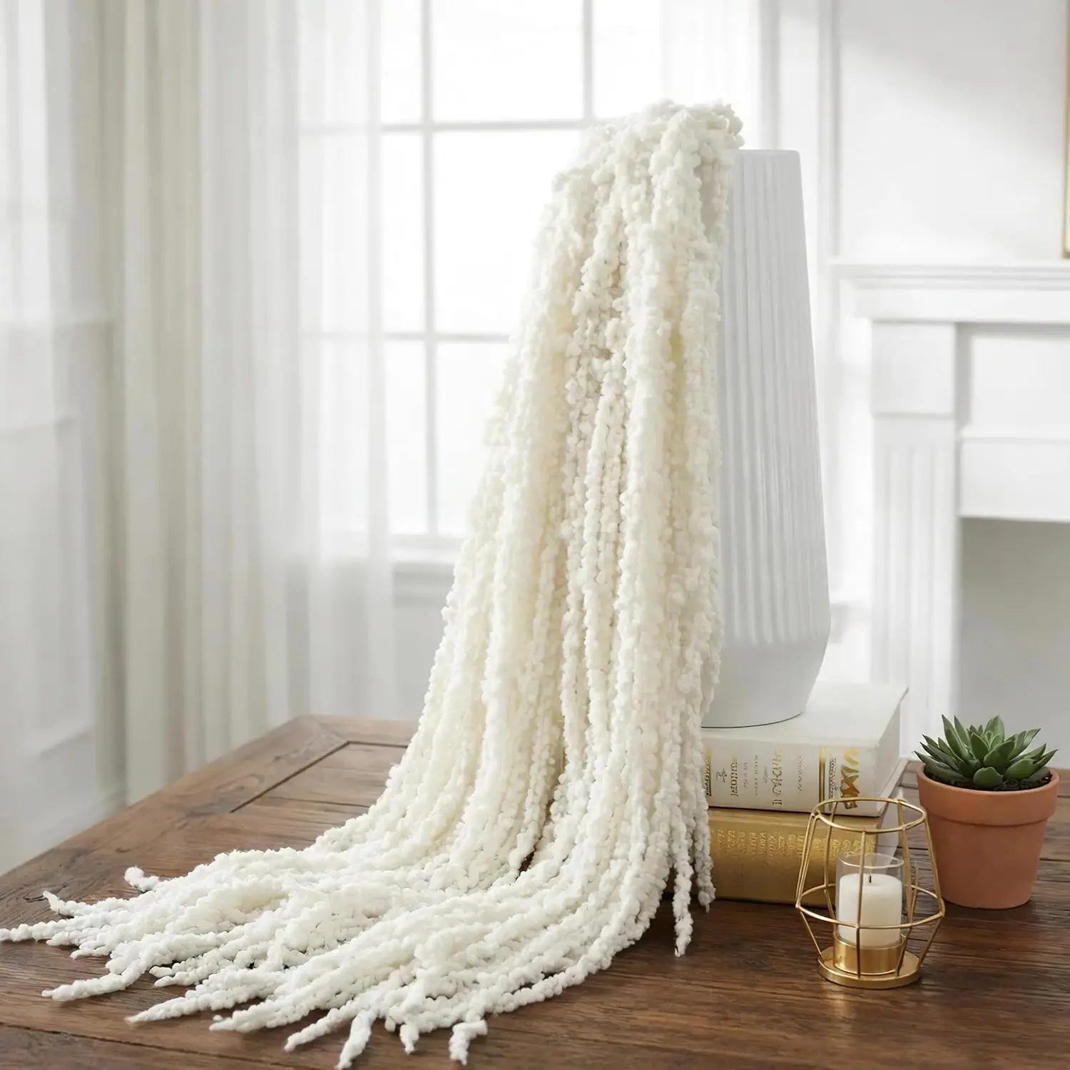 5Pcs Natural White Dried Preserved Amaranthus Hanging Flowers (20-25in/50-100cm) - Boxed Decorative Blooms for Wedding Arch, Birthday Decor, Home Vase Filler
