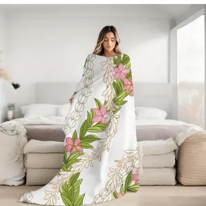 280GSM Flannel Hawaiian Floral Blanket - Soft Polyester, Vintage Style, All-Season Comfort, Hawaiian Gift Blanket, Hawaiian Floral Design, Allseason Comfort | Vintage Style Blanket | Polyester Fiber, Hawaiian Gift Blanket