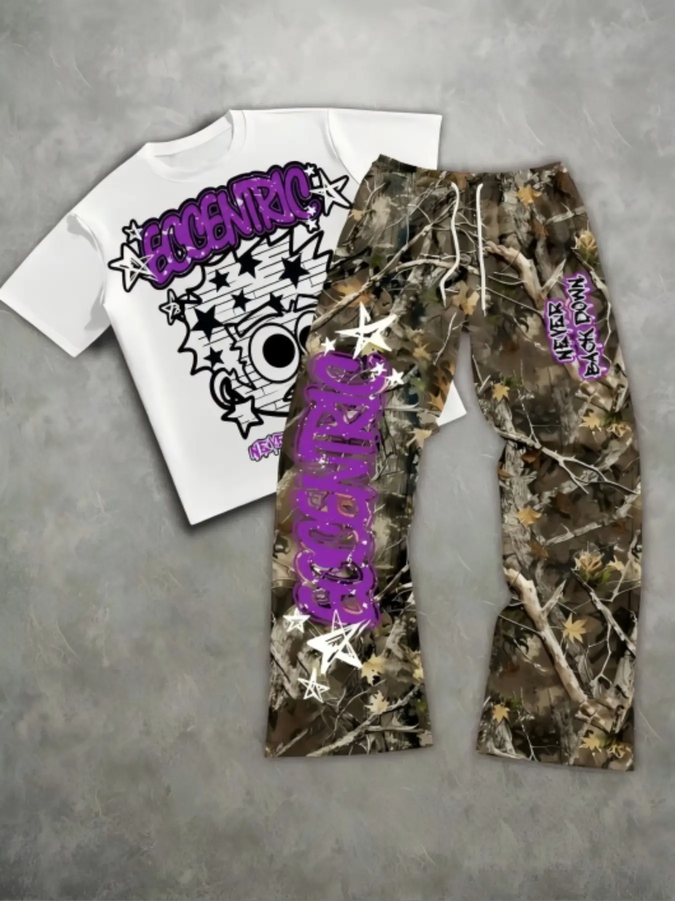 2-Piece Men's Printed Short-Sleeve T-Shirt and Pants Set, New Arrival, Sophisticated Color Combinations, Casual Style
