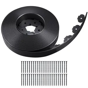 Flexible Plastic Landscape Garden Edging Border, 50FT Long 2IN High Lawn Edge Barrier with 48 Anchoring Stakes, No-Tool Easy Installation for Flower Beds, Backyard DIY Landscaping