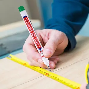 4PCS 20mm High-Metal-Tip Deep-Hole Writing Pen, Long Nib Ruler Marker - Quick-Drying Waterproof Woodworking Tool for Wood, Construction Sites