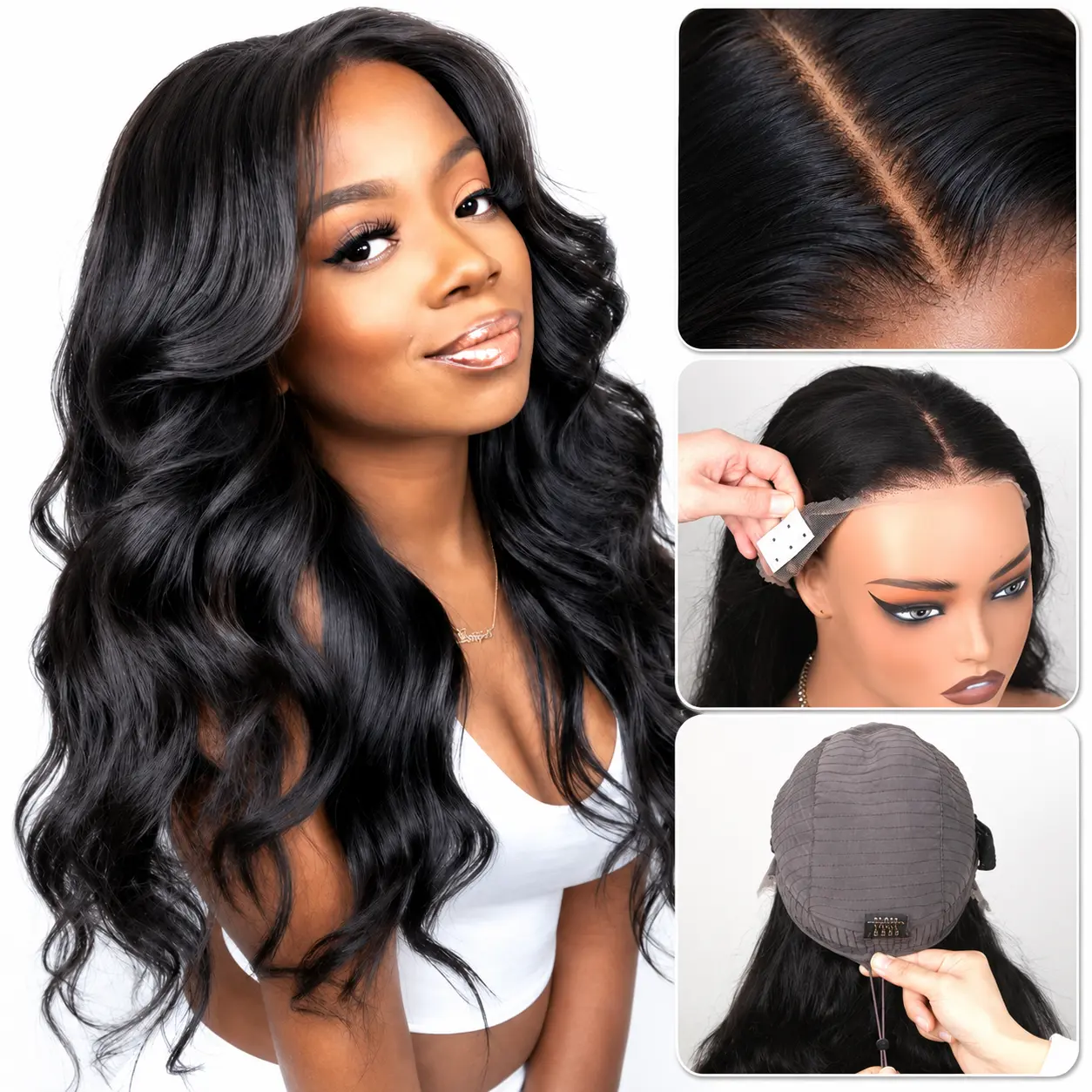 24 Inch Wear and Go Glueless Body Wave Wigs Human Hair Pre Plukced Pre Cut 13X4 Wigs Human Hair for Women 180% Density Ready to Wear Glueless Body Wave No Glue Wigs