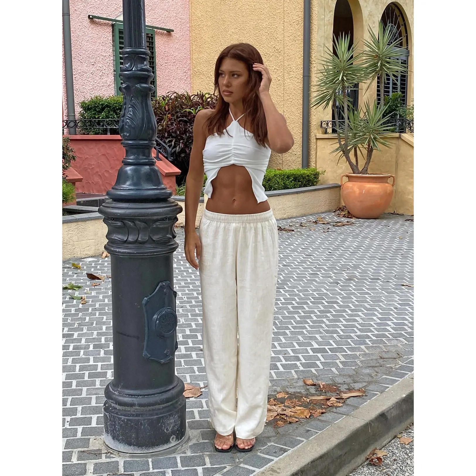 Louis Linen Blend Pants Off White