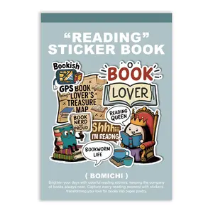 PRSTINCOL Bookworm Stickers - Cute Reading Quote, Library Theme Decals, DIY Crafts Kits for Scrapbooking, Bullet Journal
