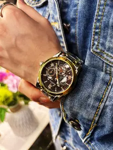 Vintage Business Watch, Luxury Silver Color Analog Face, Roman Numerals, Mechanical Texture, Stainless Steel Strap