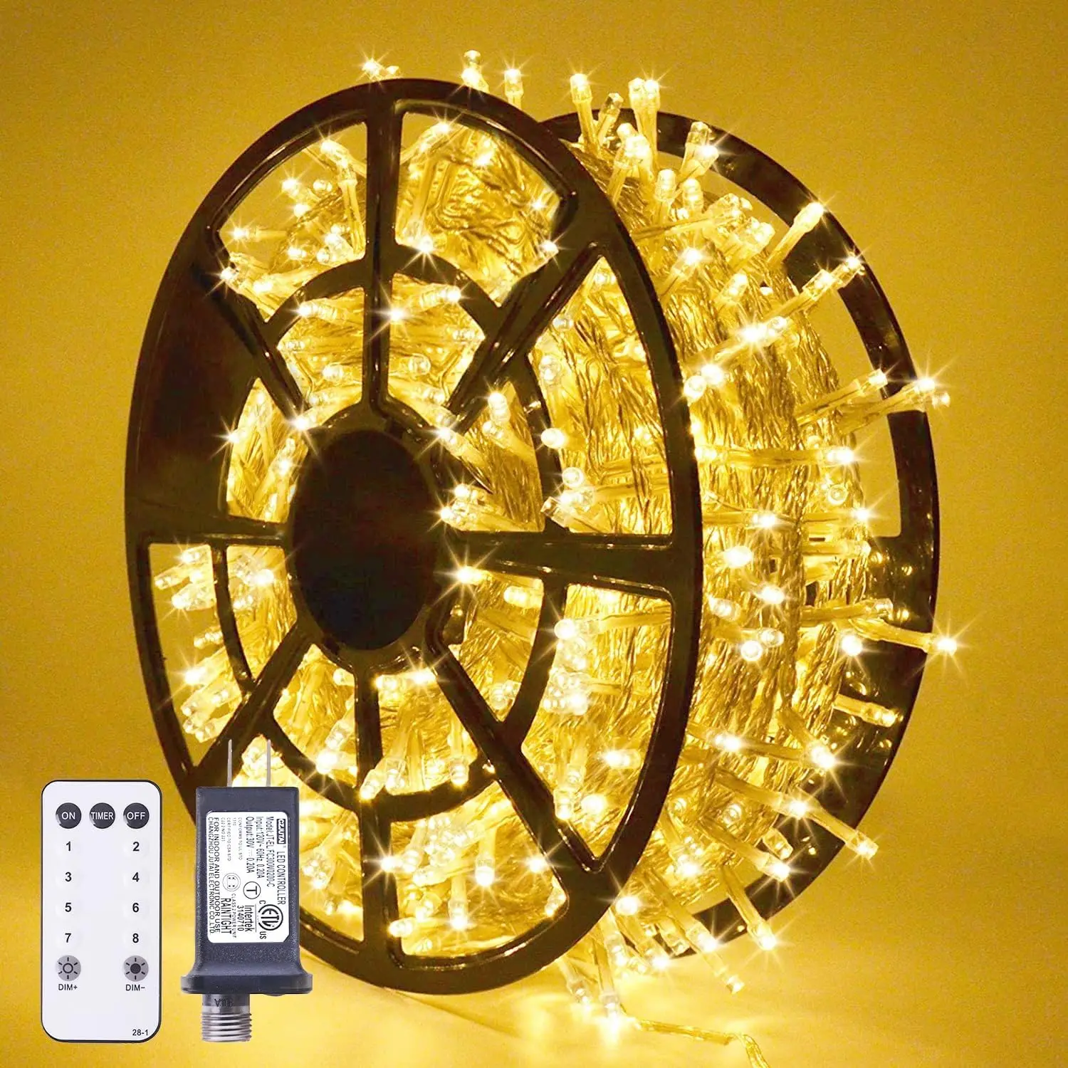 JMEXSUSS 600 LED String Decorative Lights, 168ft Waterproof Roll Reel, Indoor/Outdoor Plug-in with 8 Modes & Timer On/Off for Bedroom, Saint Patrick's Day Decorations