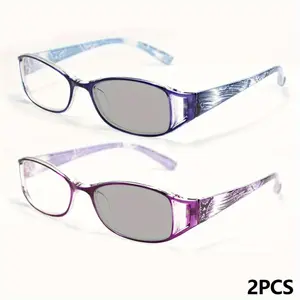 Unisex 2-Pack Daily Fashion Rectangular Reading Eyeglasses, Ultra-Lightweight Frames, High-Definition Lenses, Elegant Eyewear, Thoughtful Gift Choice