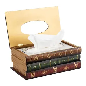 Vintage American Style Book Paper Holder, Decorative Fake Book Napkin Box, Retro Book Page Design, Suitable for Bedroom and Living Room