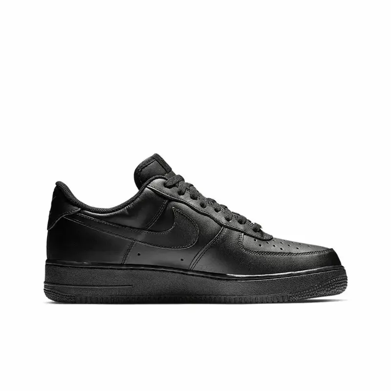Men's Nike Air Force 1 Low '07 Classic Solid Triple Black Casual Trainers, Sports Shoes, Athletic Shoes with Rubber Sole & Foam Insole